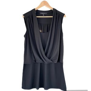 BCBGMaxAzria Black Wrap Draped Hi-Low Sleeveless Top Size Small